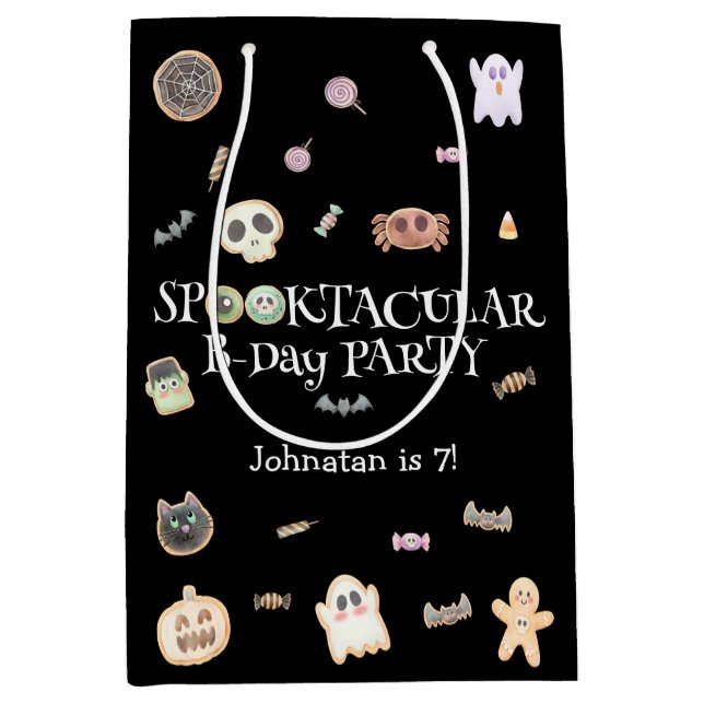Sacola Para Presentes Média Festa de crianças de aniversário Spooktacular (Frente)