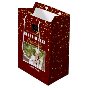 Sacola Para Presentes Média Festa de Formatura da Faculdade Marrom Dourado