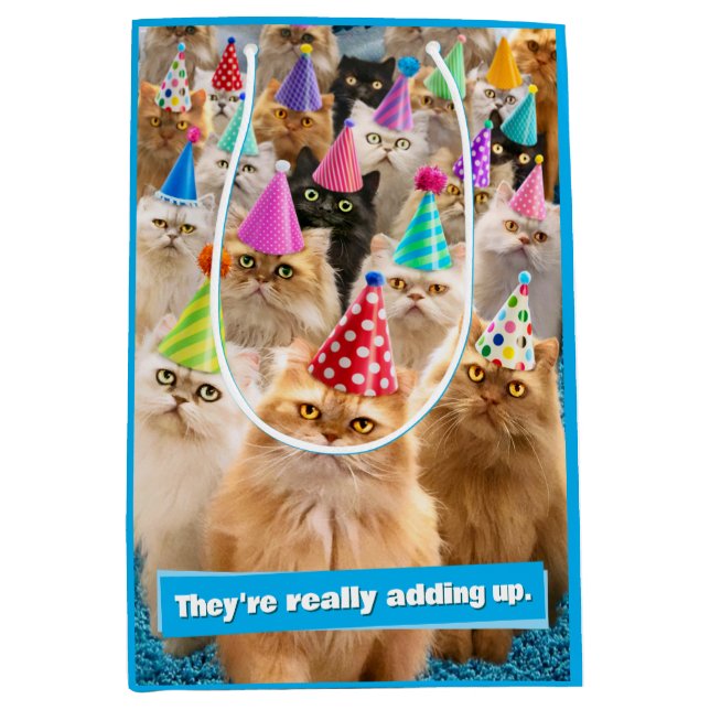 Sacola Para Presentes Média Festa de Gatos (Frente)
