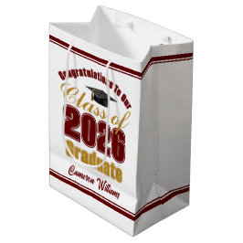Sacola Para Presentes Média Festa de Graduação Marrom Dourado Turma de 2026