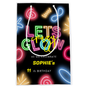 Sacola Para Presentes Média festa de laser de aniversário neon maluco com vamo