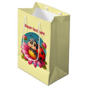 Sacola Para Presentes Média Festa de moça personalizável de ladybug