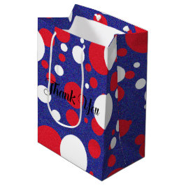 Sacola Para Presentes Média Festa de Pontos Coloridos Vermelho Branco Azul