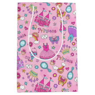 Sacola Para Presentes Média Festa de Princesa de Fairytala Rosa