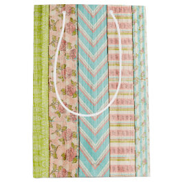 Sacola Para Presentes Média Festa do Chá Floral Rosa de Madeira Rústica Casa d