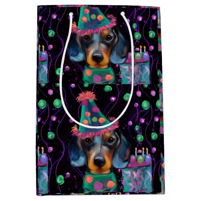 Sacola Para Presentes Média Festa Doxie  (Frente)
