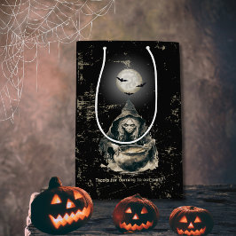 Sacola Para Presentes Média Festa Gótica de Bruxa de Halloween Assombrada