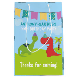Sacola Para Presentes Média Festa Personalizada de Dinossauro Fofa