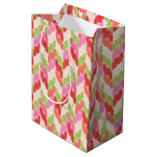 Sacola Para Presentes Média Festive chevron Gift Bag