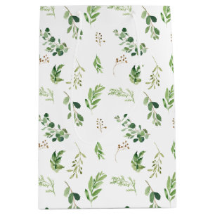 Sacola Para Presentes Média Festivo Winter Greenery Botanicals Foliday