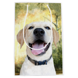 Sacola Para Presentes Média Filhote de cachorro amarelo feliz do laboratório