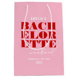 Sacola Para Presentes Média Fim de Semana de Despedida de Solteira Rosa e Verm