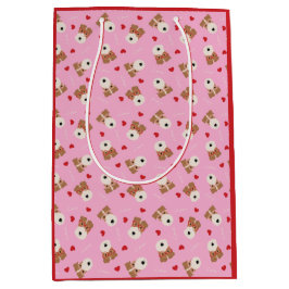 Sacola Para Presentes Média Fio Fox Terrier Dog Copos Cardíacos Pink