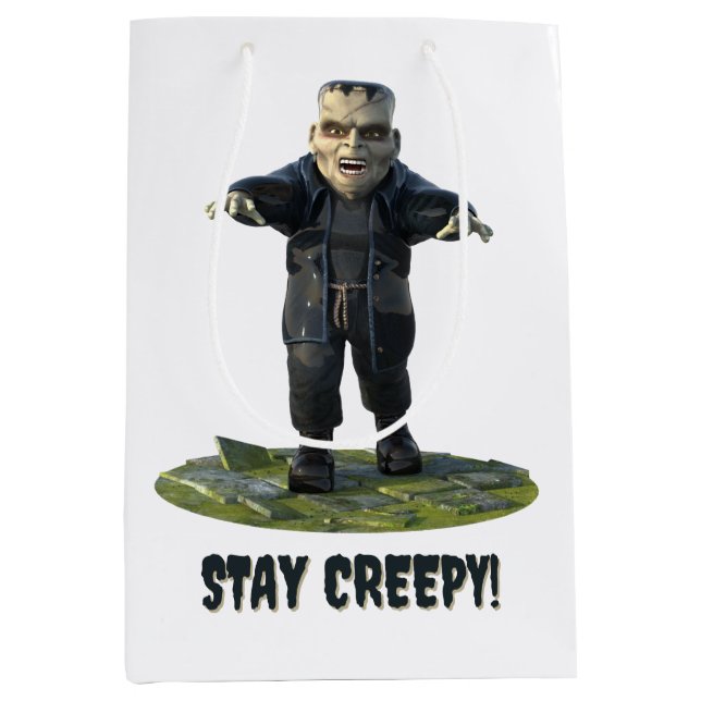 Sacola Para Presentes Média Fiquem Assustados! Monstro de Frankenstein (Frente)
