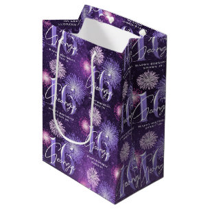 Sacola Para Presentes Média Fireworks Sweet 16 Purple ID984