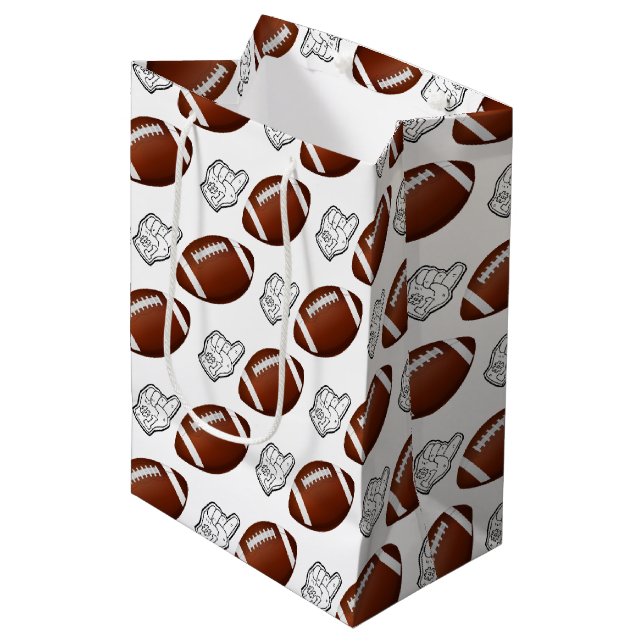 Sacola Para Presentes Média First Year Down Football Birthday  (Frente inclinada)