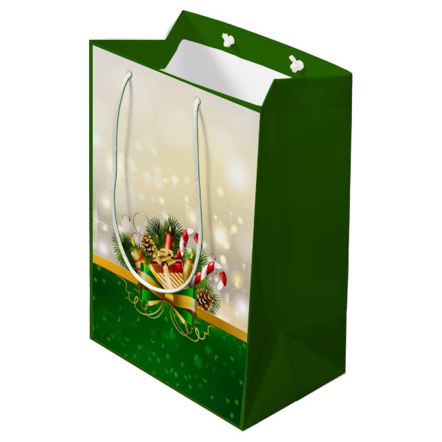 Sacola Para Presentes Média Fita de Natal (Verso inclinado)
