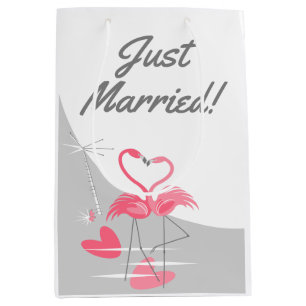 Sacola Para Presentes Média Flamingo Amor Recem casados Grande Lua! meio