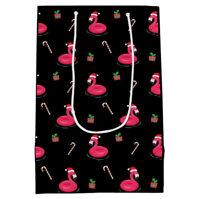 Sacola Para Presentes Média Flamingo Christmas (Verso)