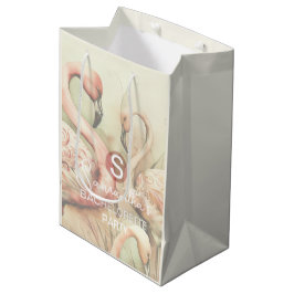 Sacola Para Presentes Média Flamingo Monograma Personalizado Chic Elegante