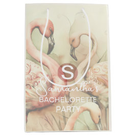 Sacola Para Presentes Média Flamingo Monograma Personalizado Chic Elegante