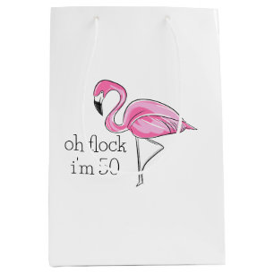Sacola Para Presentes Média Flamingo Rosa Oh Bloqueio Eu tenho 50