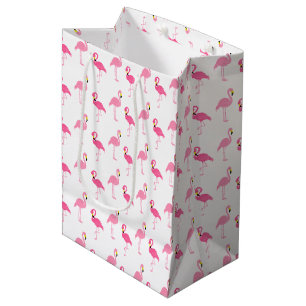 Sacola Para Presentes Média Flamingos cor-de-rosa bonitos