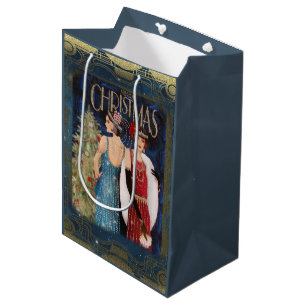 Sacola Para Presentes Média Flappers Natal Vintage