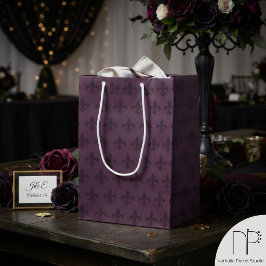 Sacola Para Presentes Média Fleur de Lis Roxo Escuro