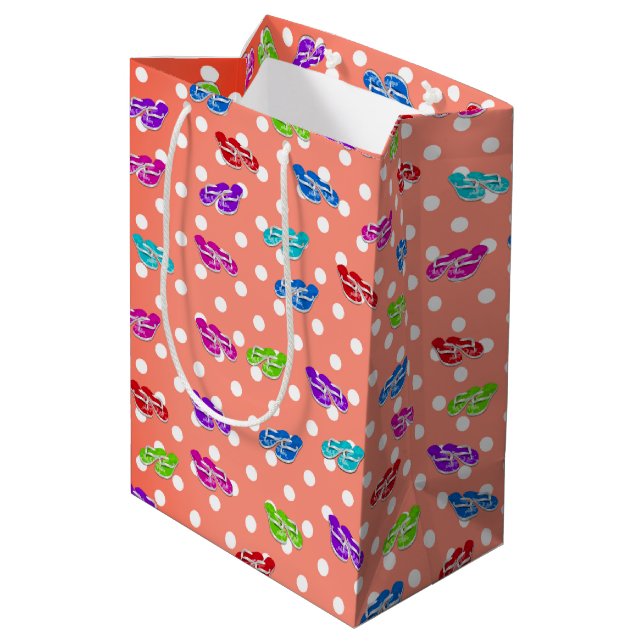 Sacola Para Presentes Média Flip-flops on Bolinhas Wrapping Paper Med (Verso inclinado)