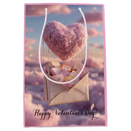 Sacola Para Presentes Média Floating Heart of Love Letters Design Postcard