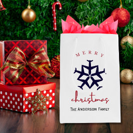 Sacola Para Presentes Média Floco de Neve de Avião de Natal Foto Engraçada de 