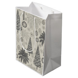 Sacola Para Presentes Média Floco de Neve de Inverno Elegante Monocromático de
