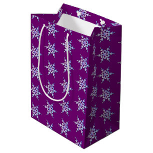 Sacola Para Presentes Média Floco de neve iridescente em ametista roxo