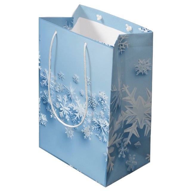 Sacola Para Presentes Média Flocos de neve (Verso inclinado)