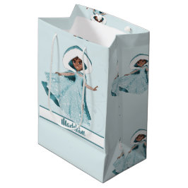 Sacola Para Presentes Média Flocos de neve de inverno da Princesa de Natal