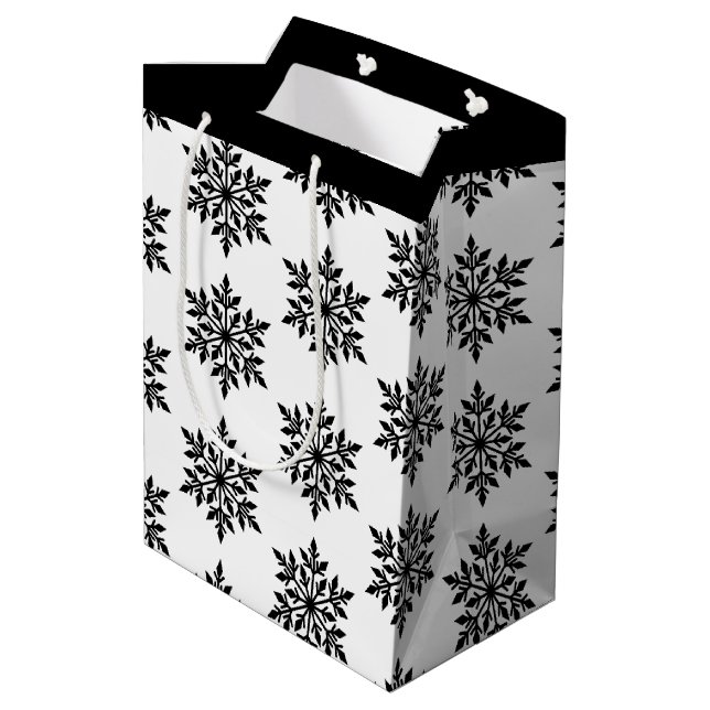 Sacola Para Presentes Média Flocos de neve de presente de Natal (Verso inclinado)