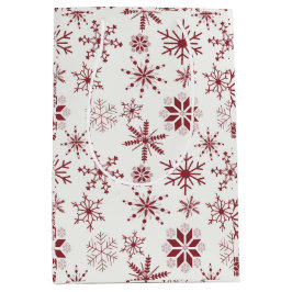 Sacola Para Presentes Média Flocos de Neve Frost & Flourish – Carmesim