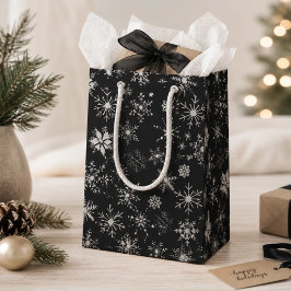 Sacola Para Presentes Média Flocos de Neve Frost & Flourish – Meia-Noite