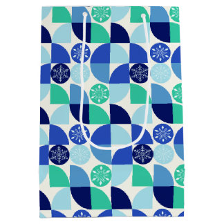 Sacola Para Presentes Média Flocos de neve geométricos - Fundo claro - Saco de