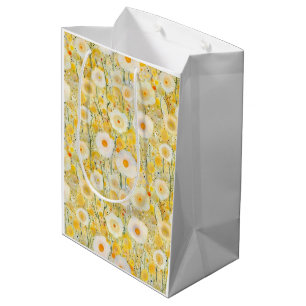 Sacola Para Presentes Média Flor Amarelo Campo Natureza Feliz Divertimento