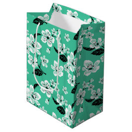 SACOLA PARA PRESENTES MÉDIA FLOR DE CEREJEIRA - SAKURA (MINT)
