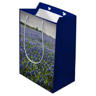 Sacola Para Presentes Média Flor de estado azul de Texas do campo do