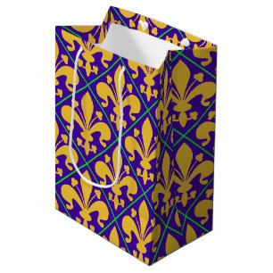 Sacola Para Presentes Média Flor de lis do carnaval de Nova Orleães