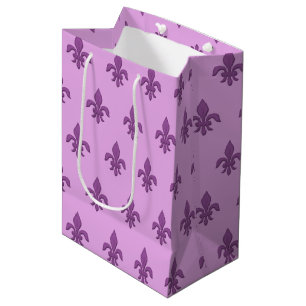 Sacola Para Presentes Média Flor de lis no roxo violeta na lavanda