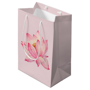 Sacola Para Presentes Média Flor de Lotus cor-de-rosa