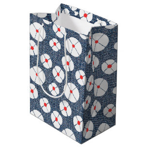 Sacola Para Presentes Média Flor divertido no Denim
