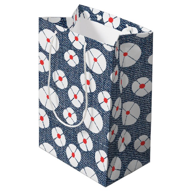 Sacola Para Presentes Média Flor divertido no Denim (Verso inclinado)