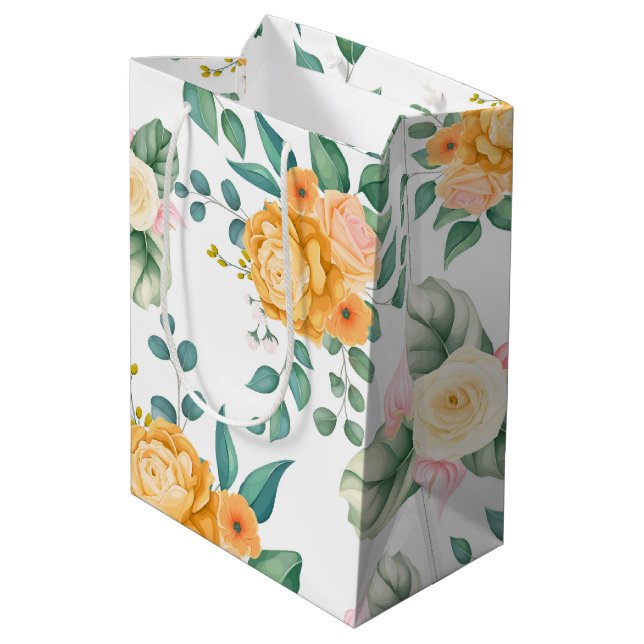 Sacola Para Presentes Média Flor elegante chique (Verso inclinado)