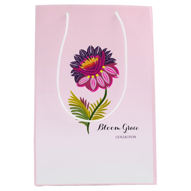 Sacola Para Presentes Média Flor isolada (Frente)